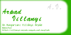 arpad villanyi business card