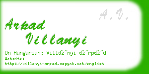 arpad villanyi business card